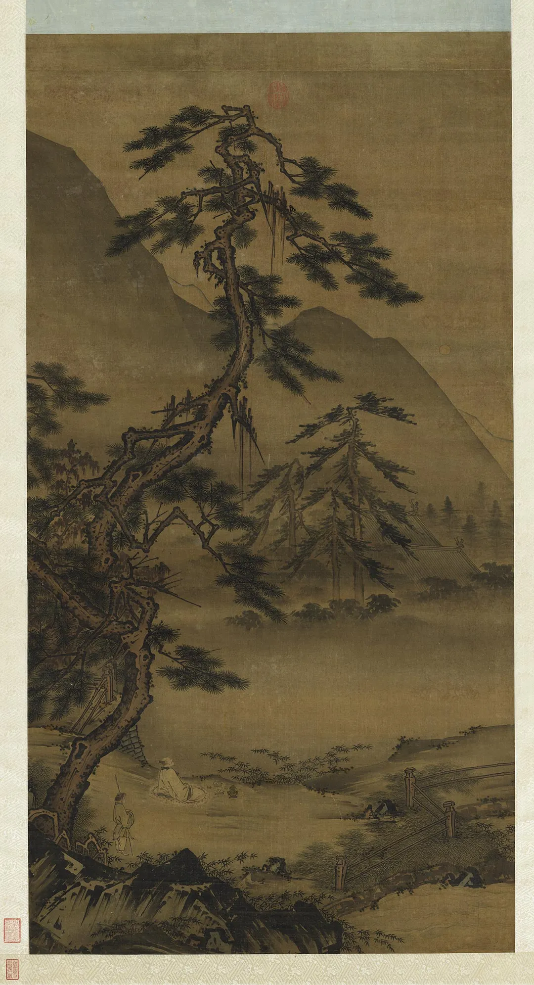 传马远月景山水画《松间吟月图》轴