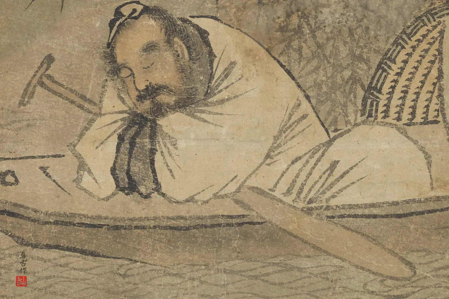 马远山水人物《画秋江渔隐图》局部 (1)