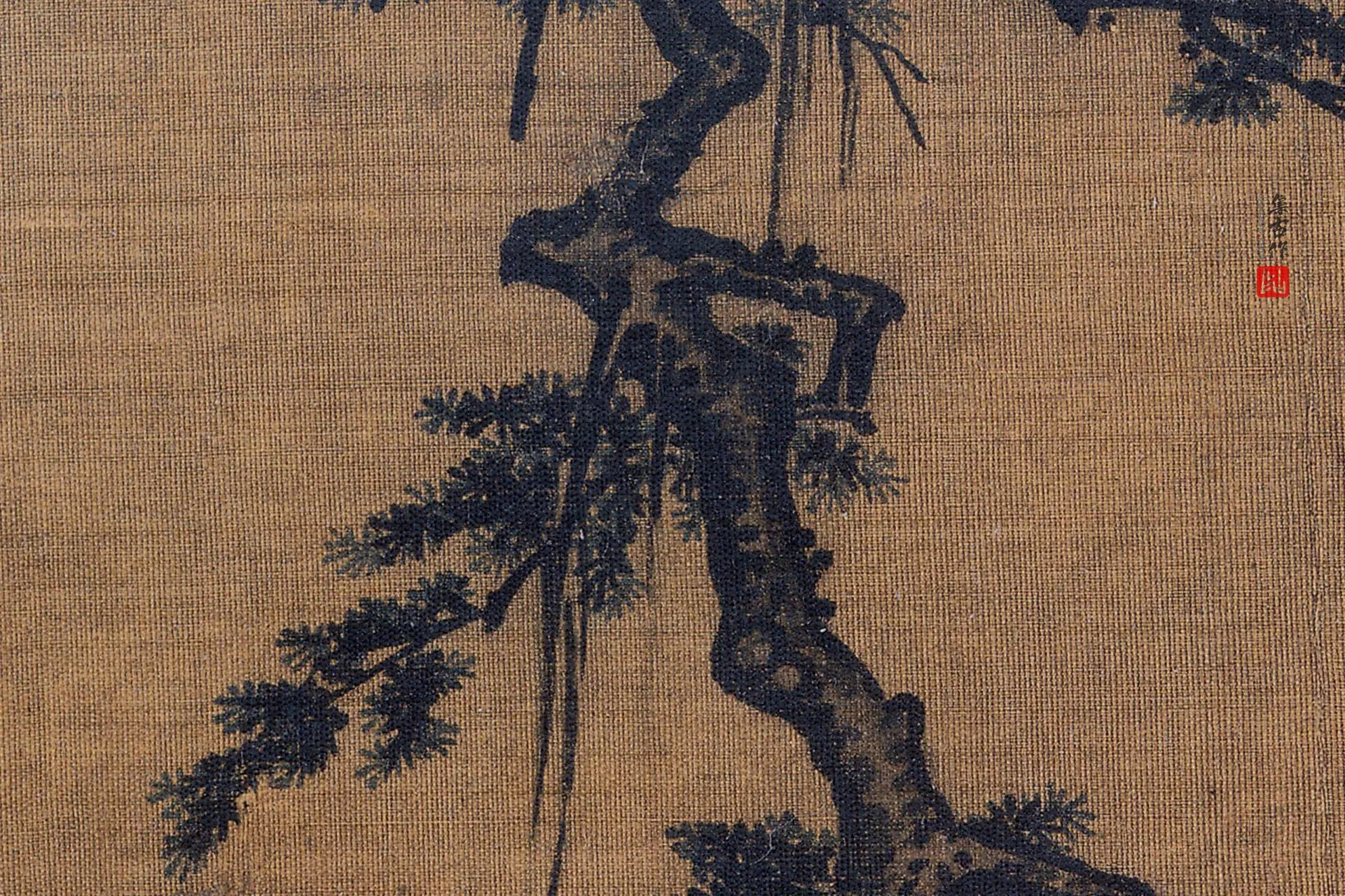 传马远《古松楼阁图》高清大图局部 (2)