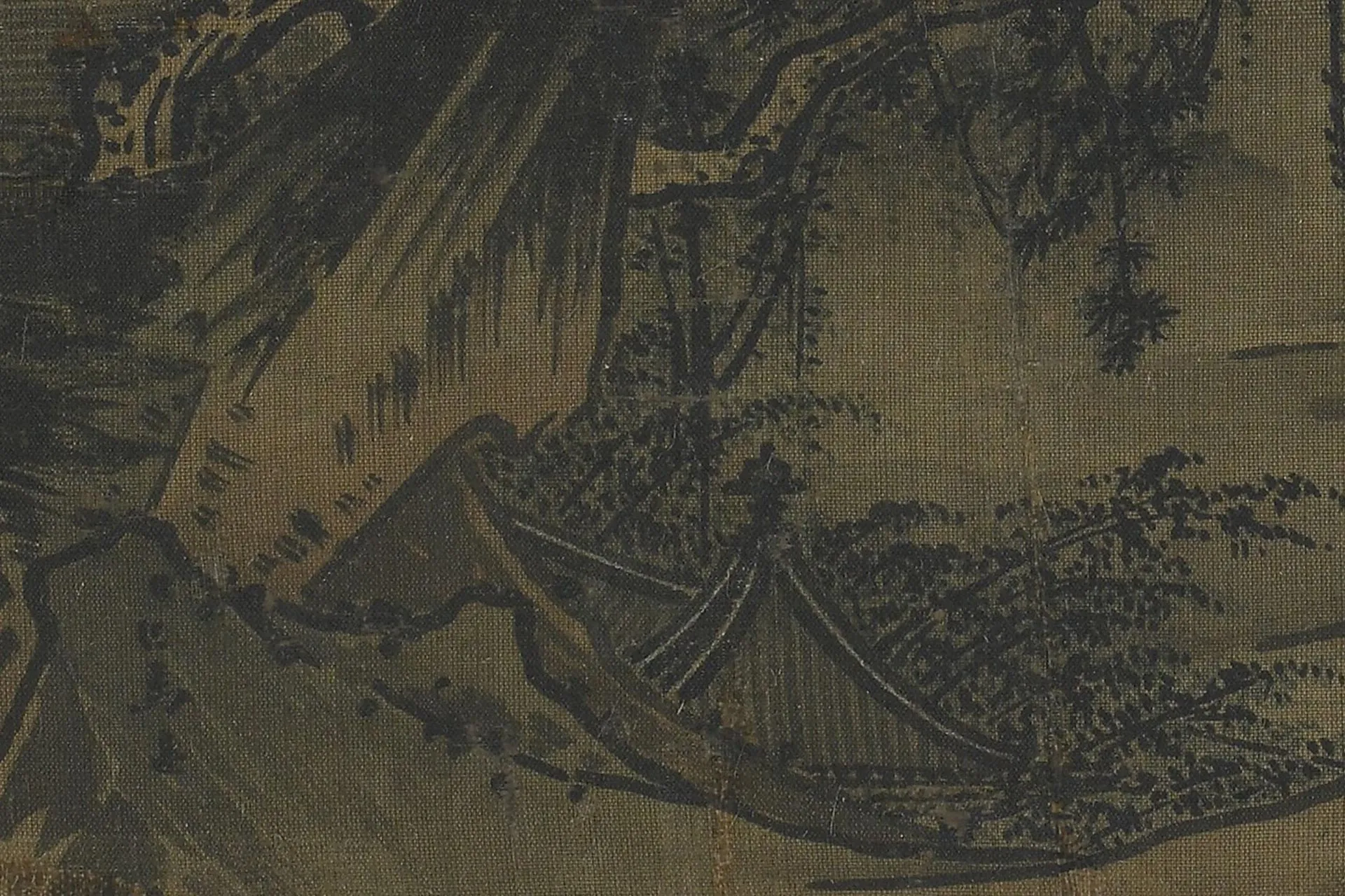马远《溪畔山亭图》团扇高清局部 (2)