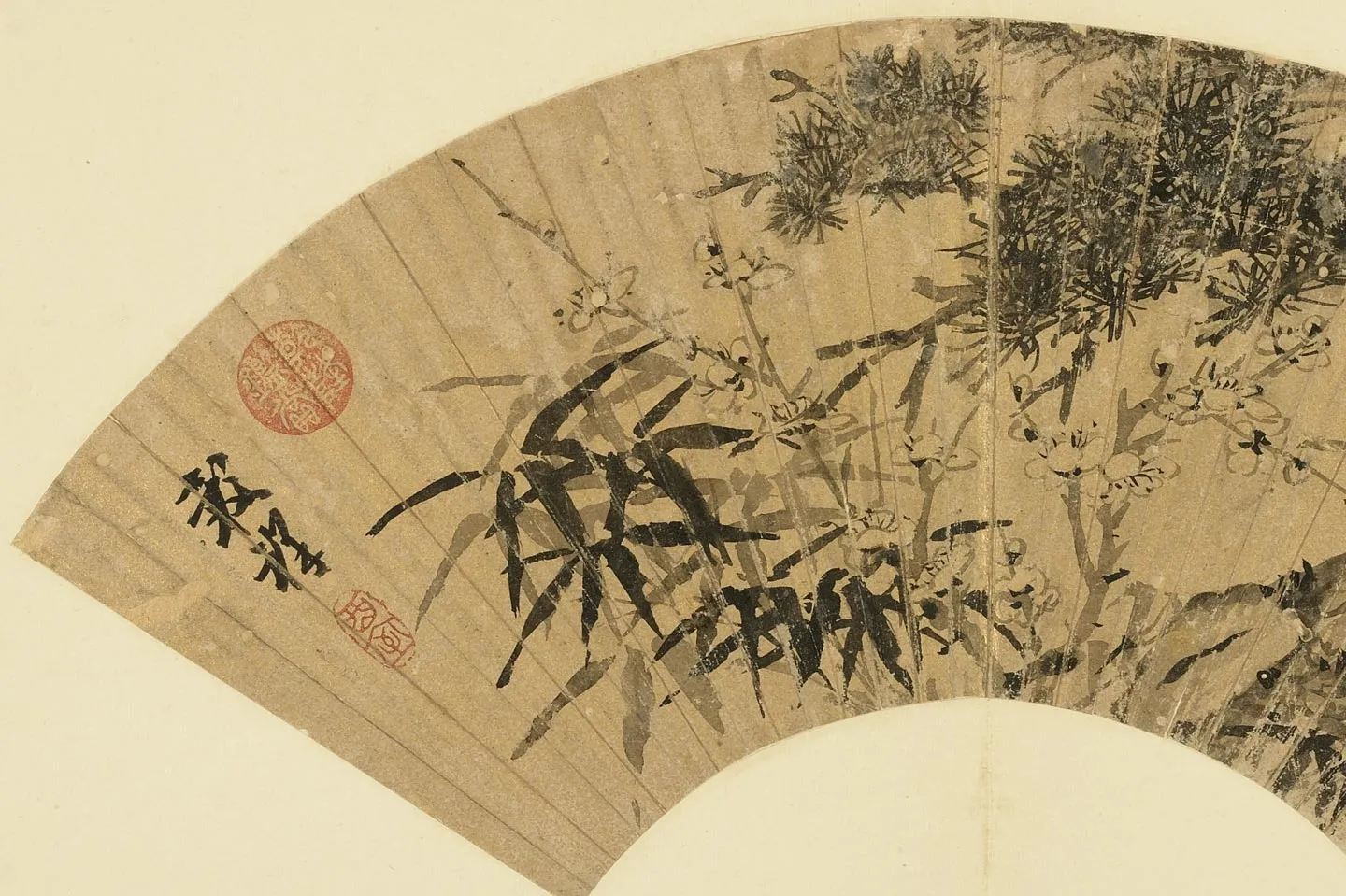 王谷祥花卉扇面画局部 (3)