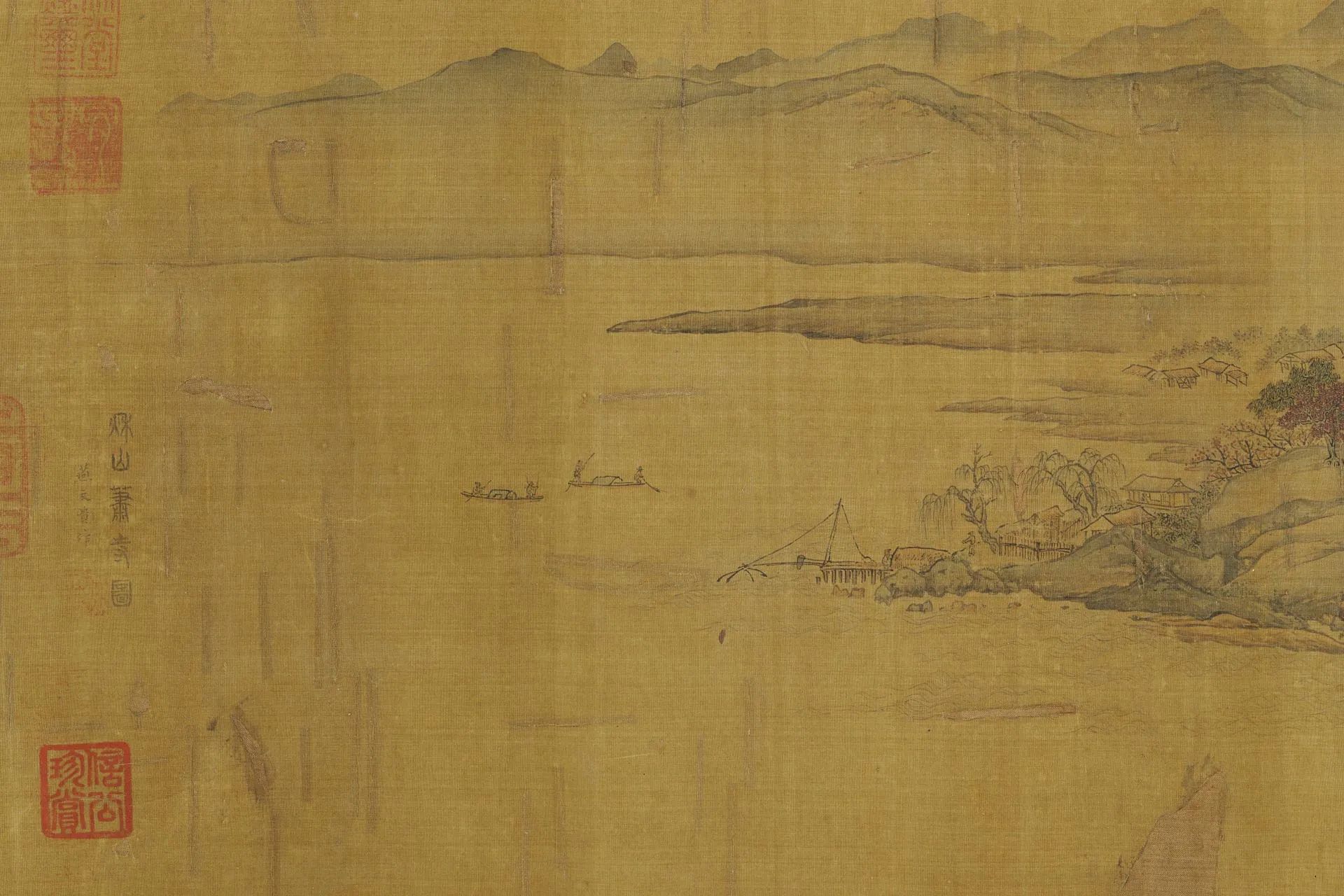 燕文贵山水画《秋山萧寺图》局部 (4)