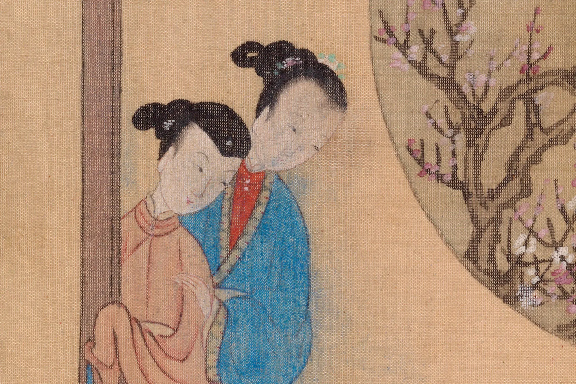 仇英仕女人物画《仕女狸奴图》高清大图局部 (1)