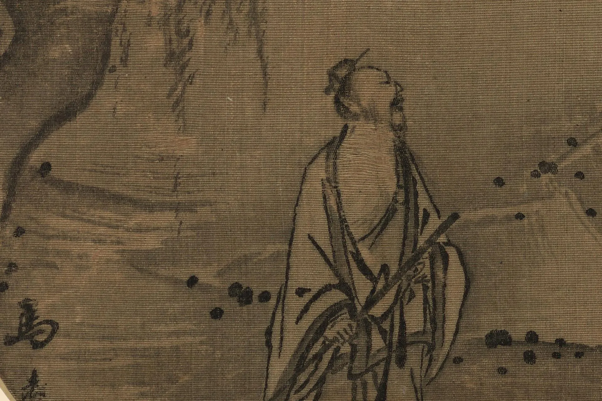 传马远《高士携鹤图》高清局部 (1)