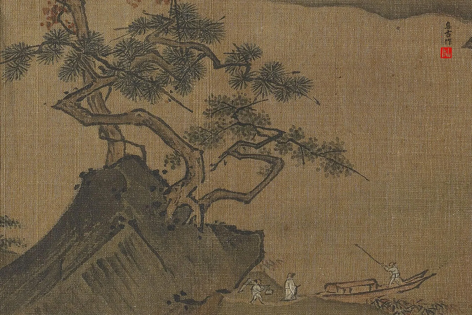 马远《秋江待渡图》高清大图局部 (1)