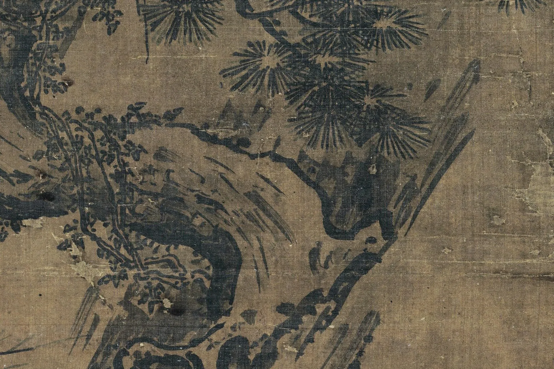 传马远山水《松下探梅图》高清大图局部 (5)