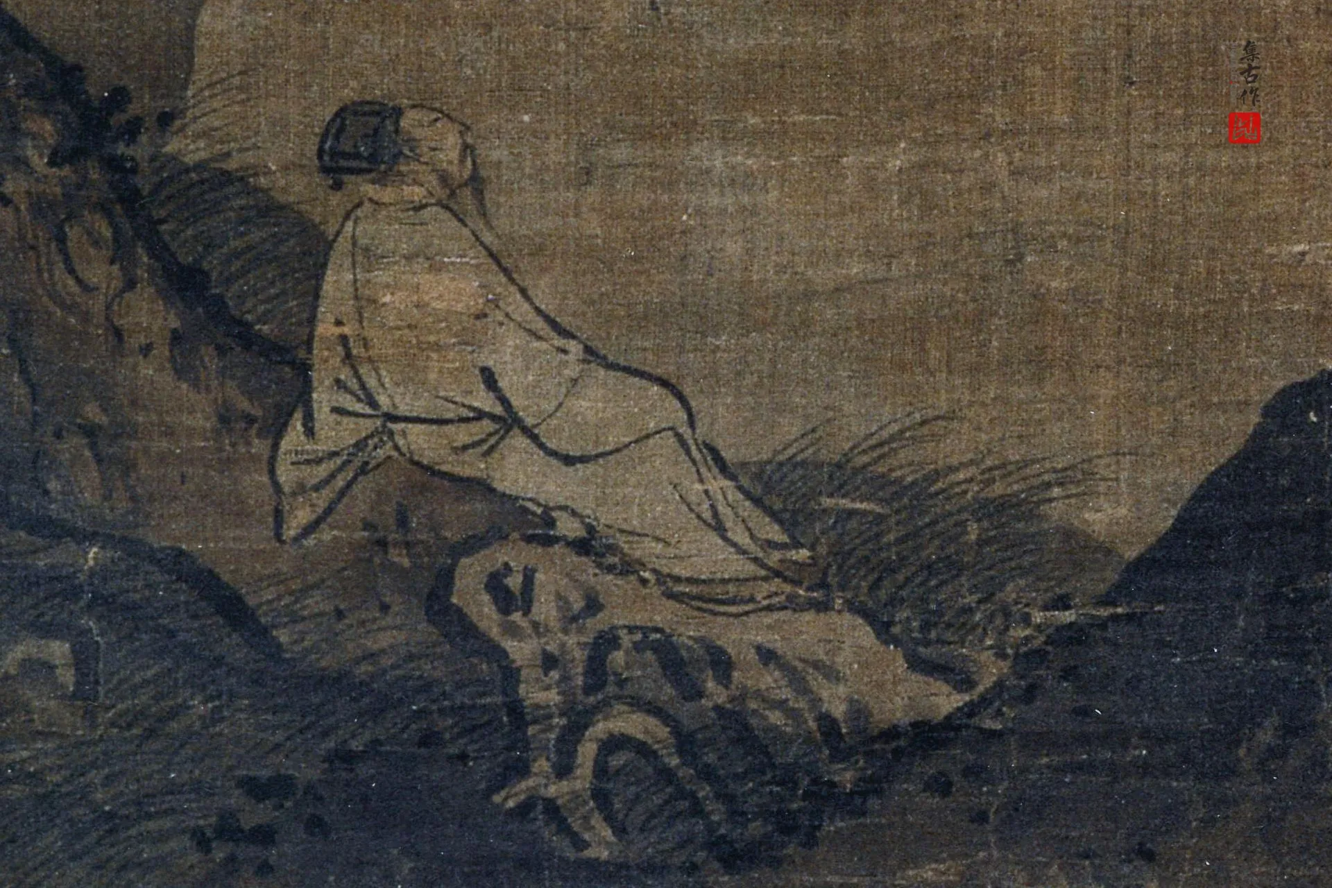 传马远《高士观月图》轴局部 (1)