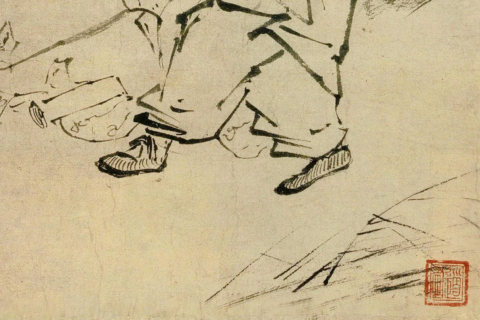 传梁楷《六祖撕经图》又名《祖师破经图》局部 (3)