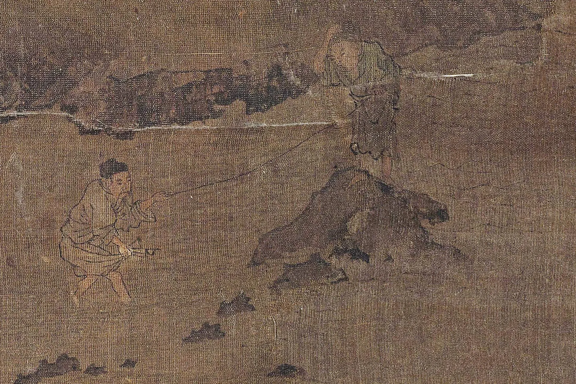 传马远秋景山水人物画《烟霭秋涉图》高清局部 (3)