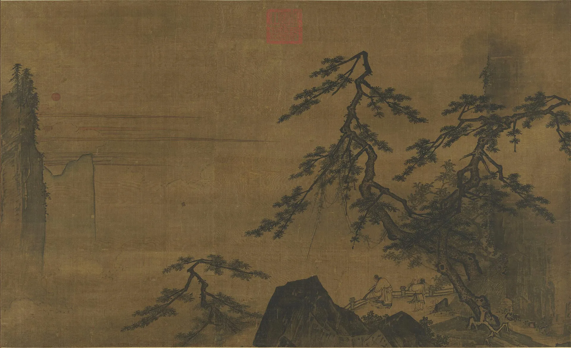 传马远山水人物图轴