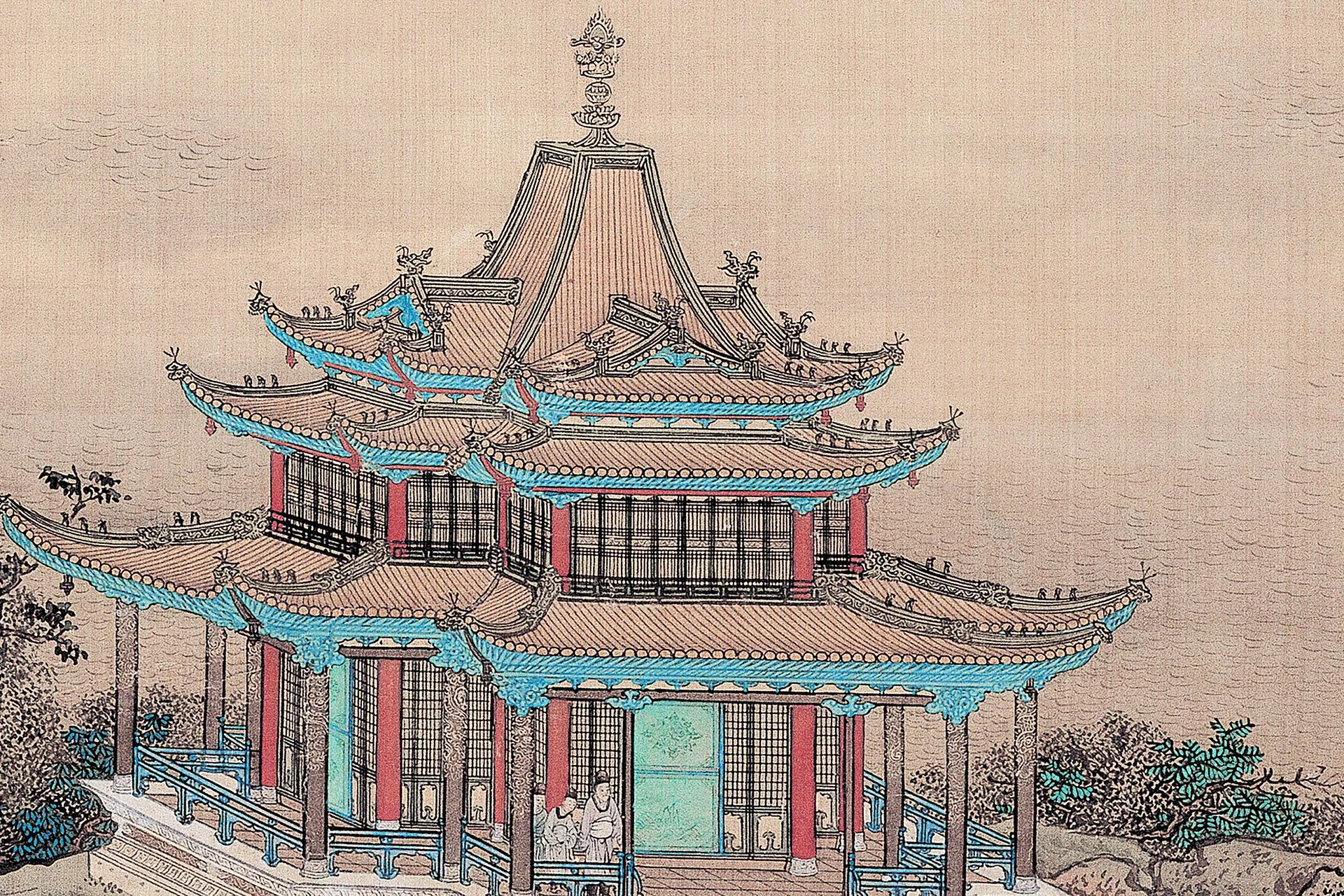 袁江《阿房宫图》通景屏局部图 (5)