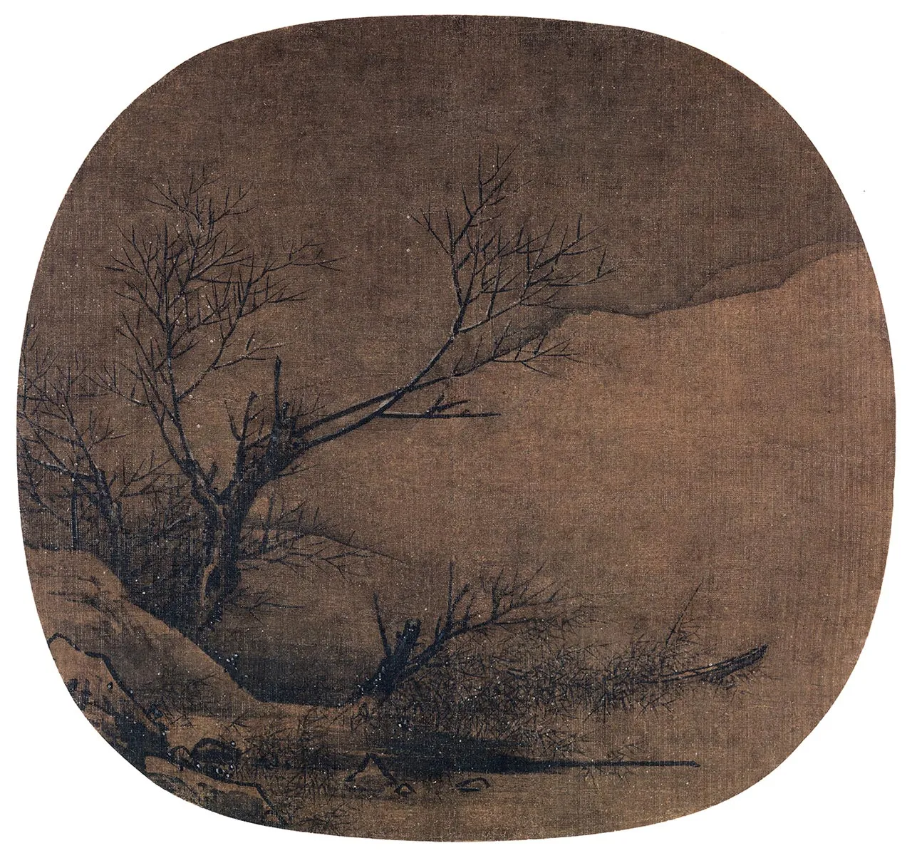 传梁楷山水《雪景山水图》团扇页