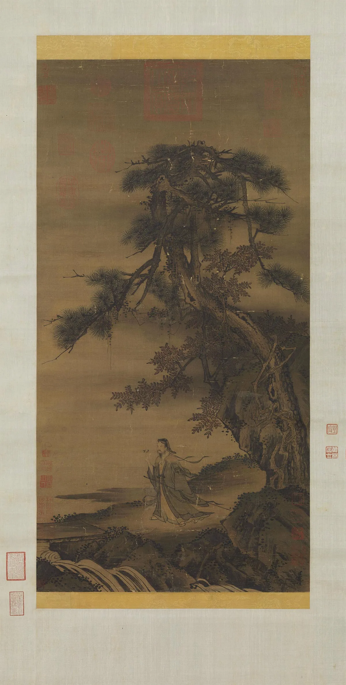 梁楷山水人物画《东篱高士图》