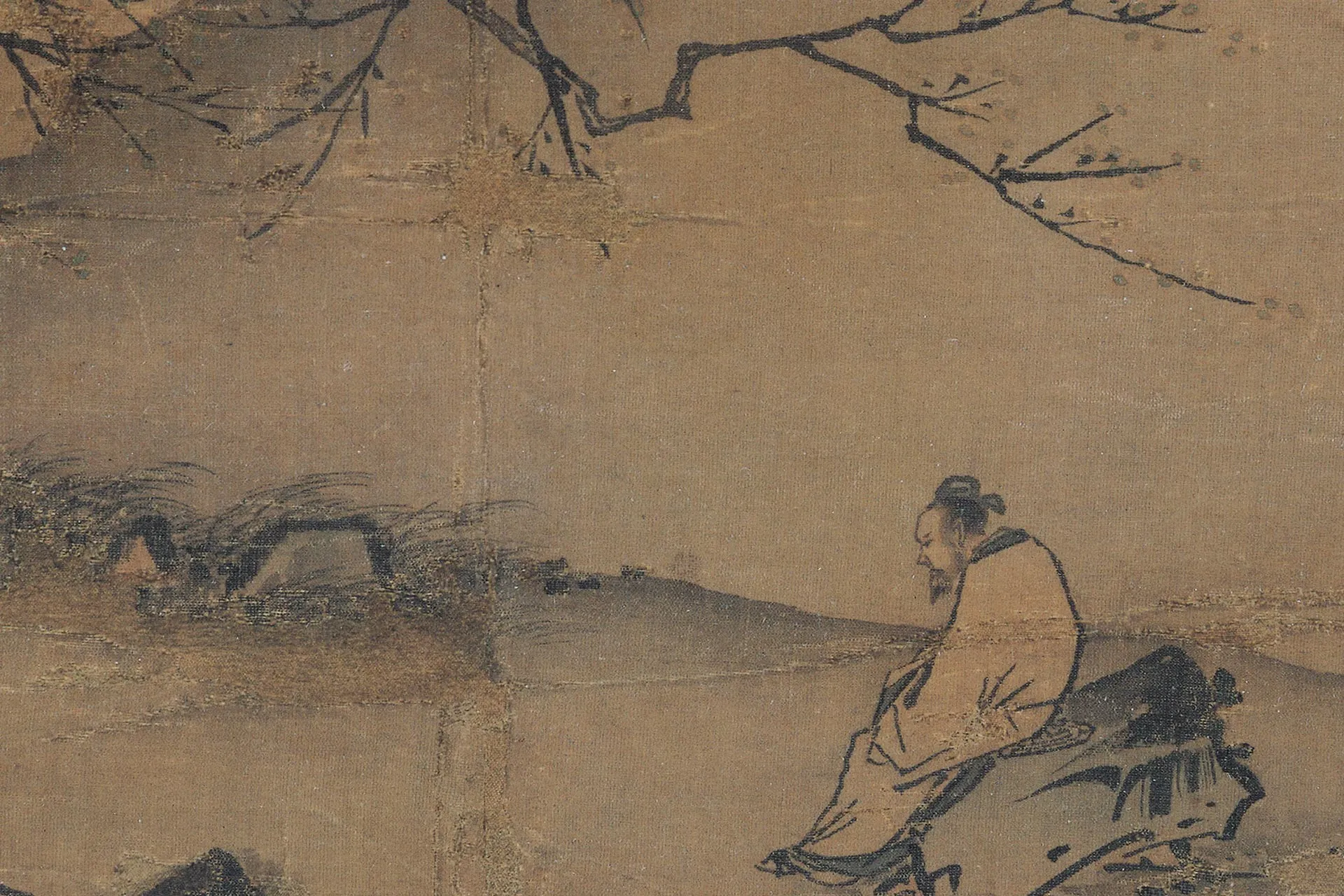马远《梅间俊语图》局部 (1)