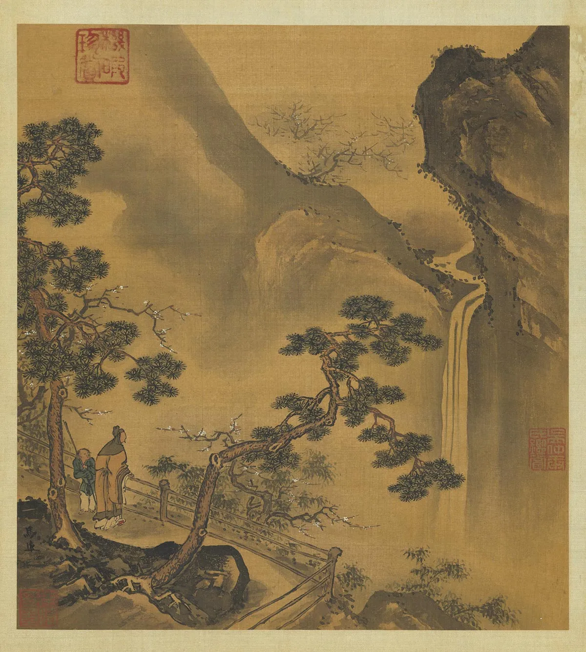马远山水《观瀑图》页