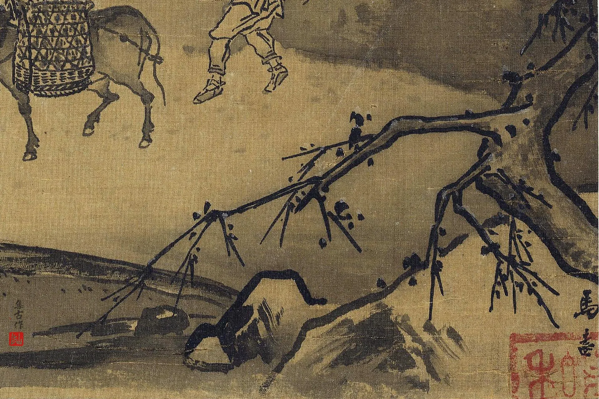 马远《晓雪山行图》局部 (1)