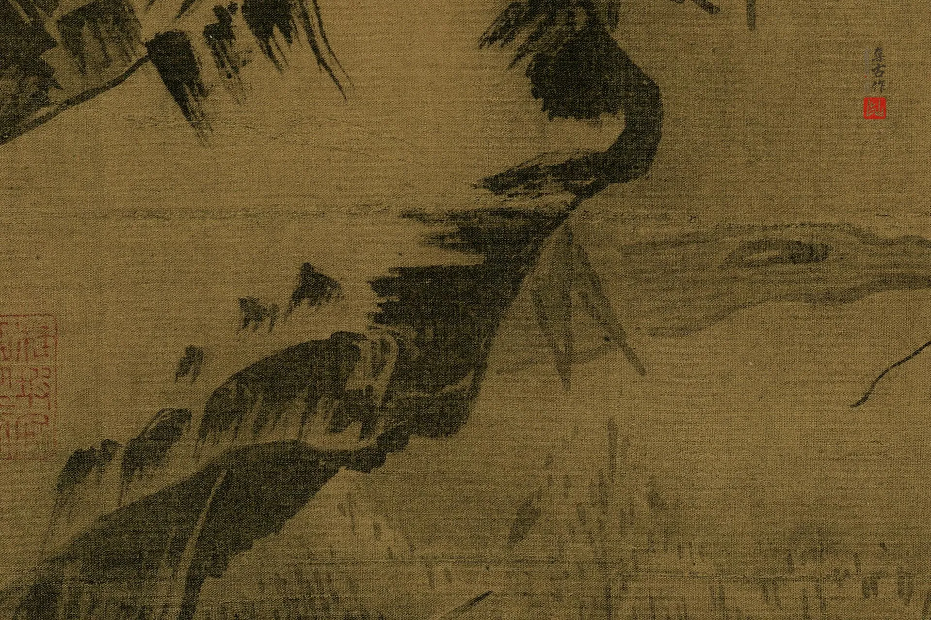 马远《雪滩双鹭图》高清大图局部 (4)