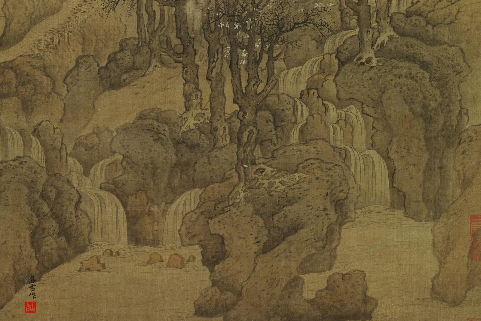 传燕文贵山水画《秋山琳宇图》局部 (1)