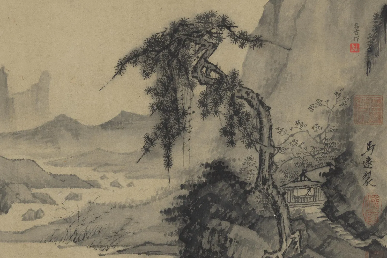 马远《松溪清眺图》局部 (1)