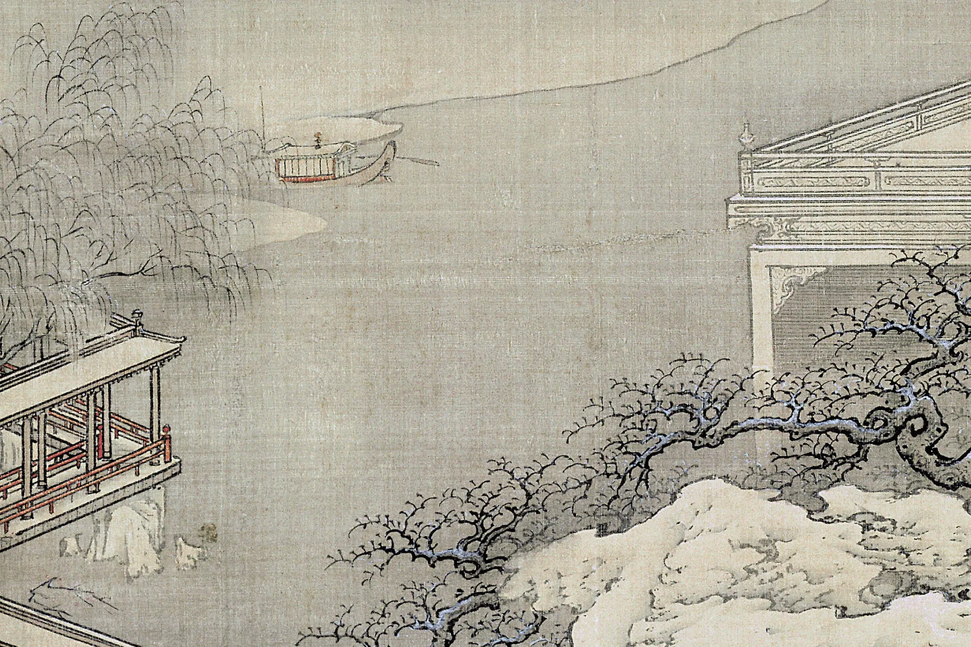 袁江《梁园飞雪图》局部 (3)