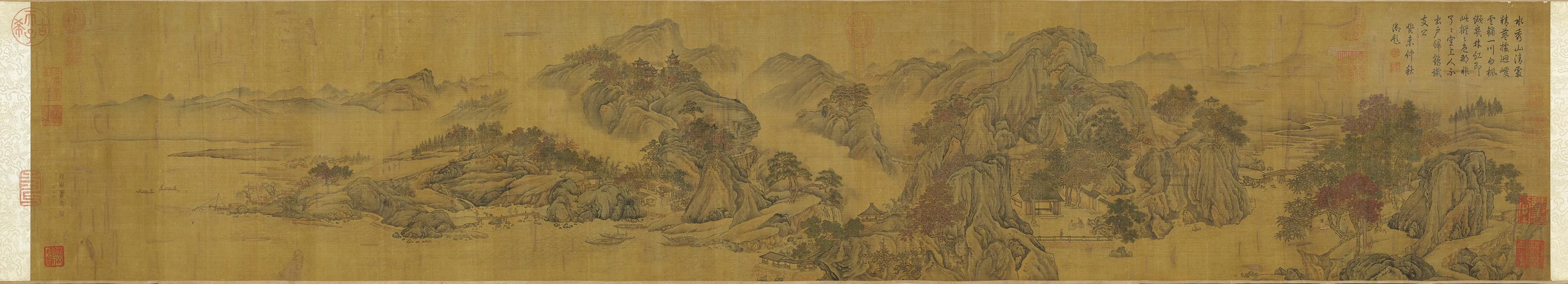 燕文贵山水画《秋山萧寺图》卷