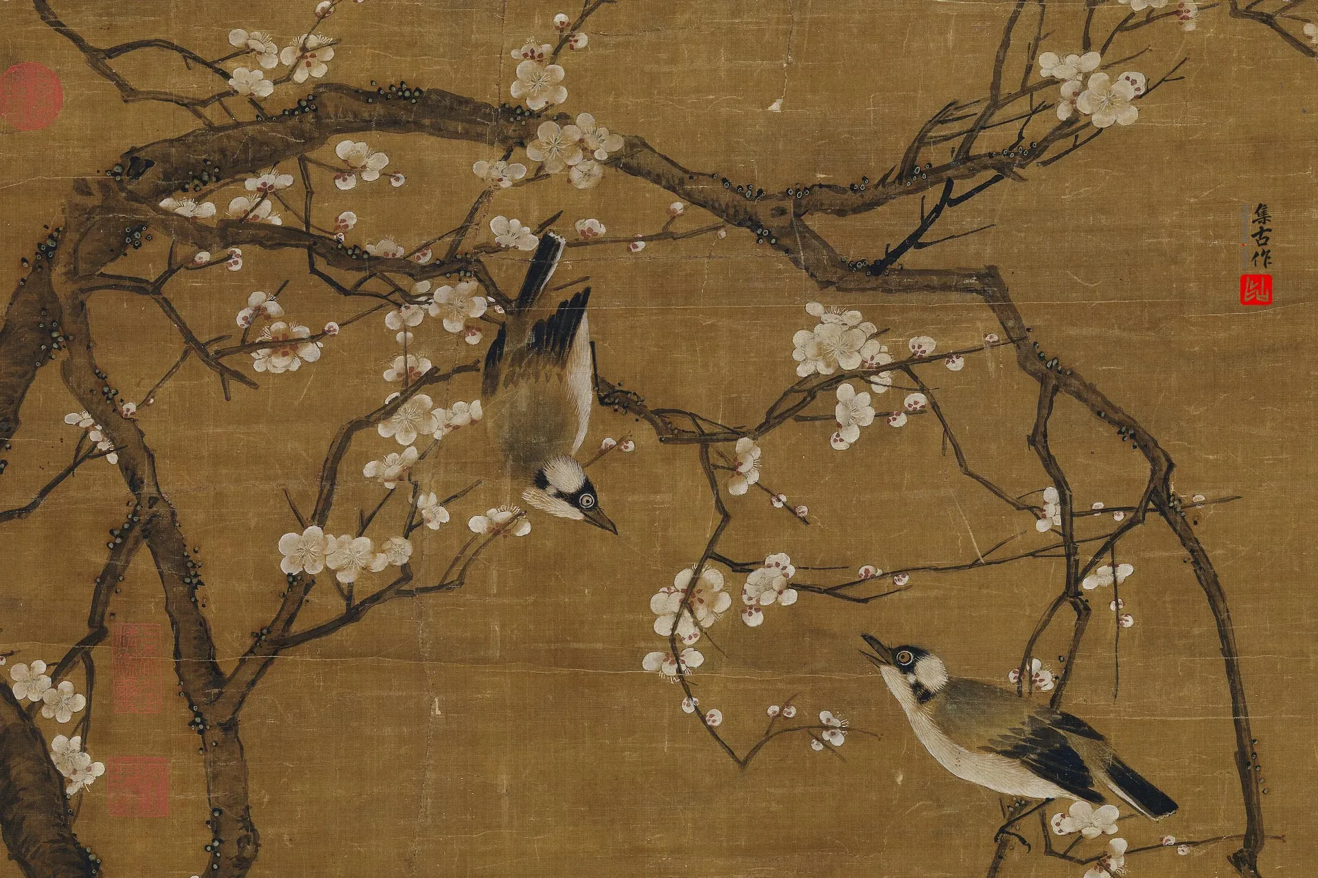 王谷祥画花鸟轴局部 (1)