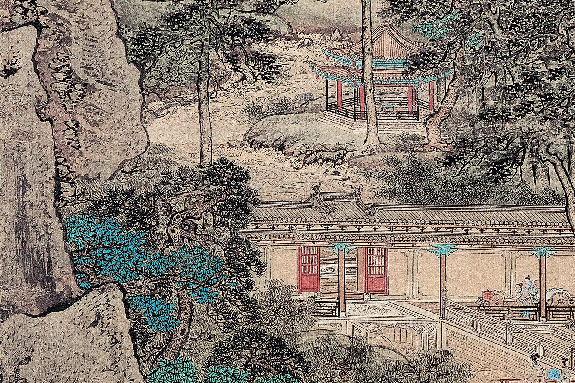 袁江《阿房宫图》通景屏局部图 (12)