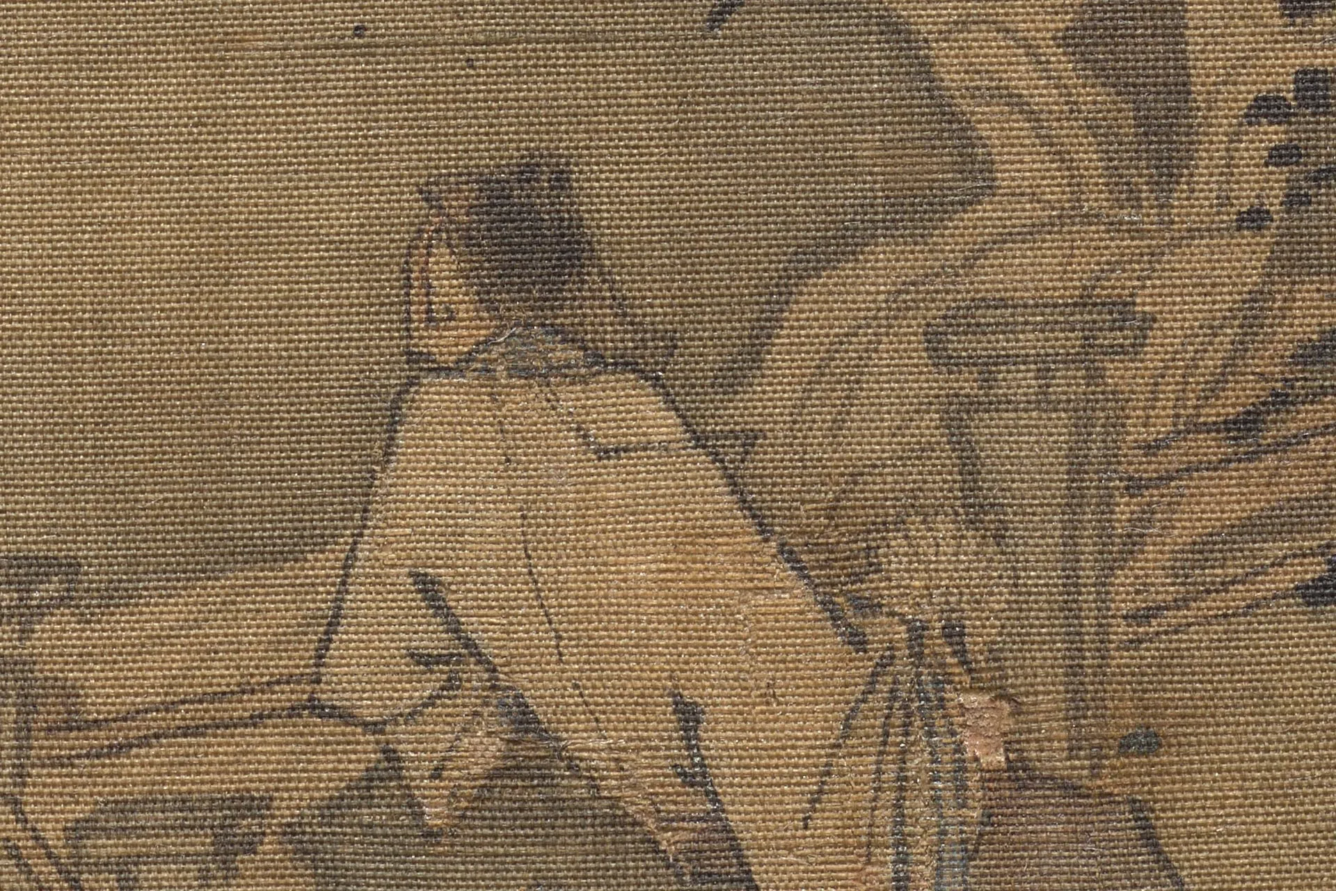 马远山水人物画《松溪观鹿图》高清大图局部 (1)