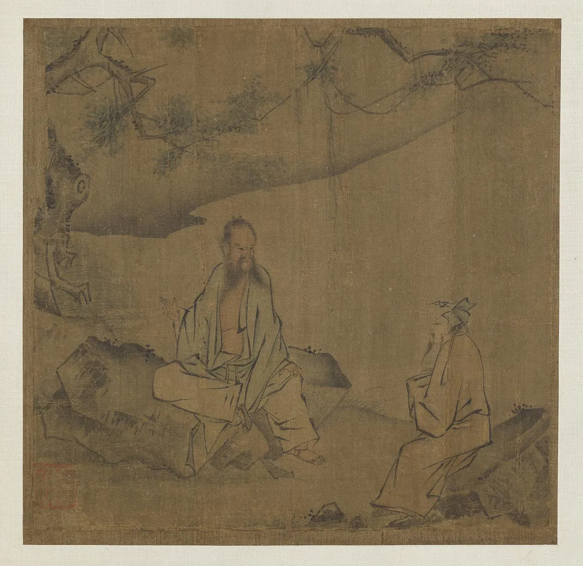 传梁楷山水人物画《论道图》页