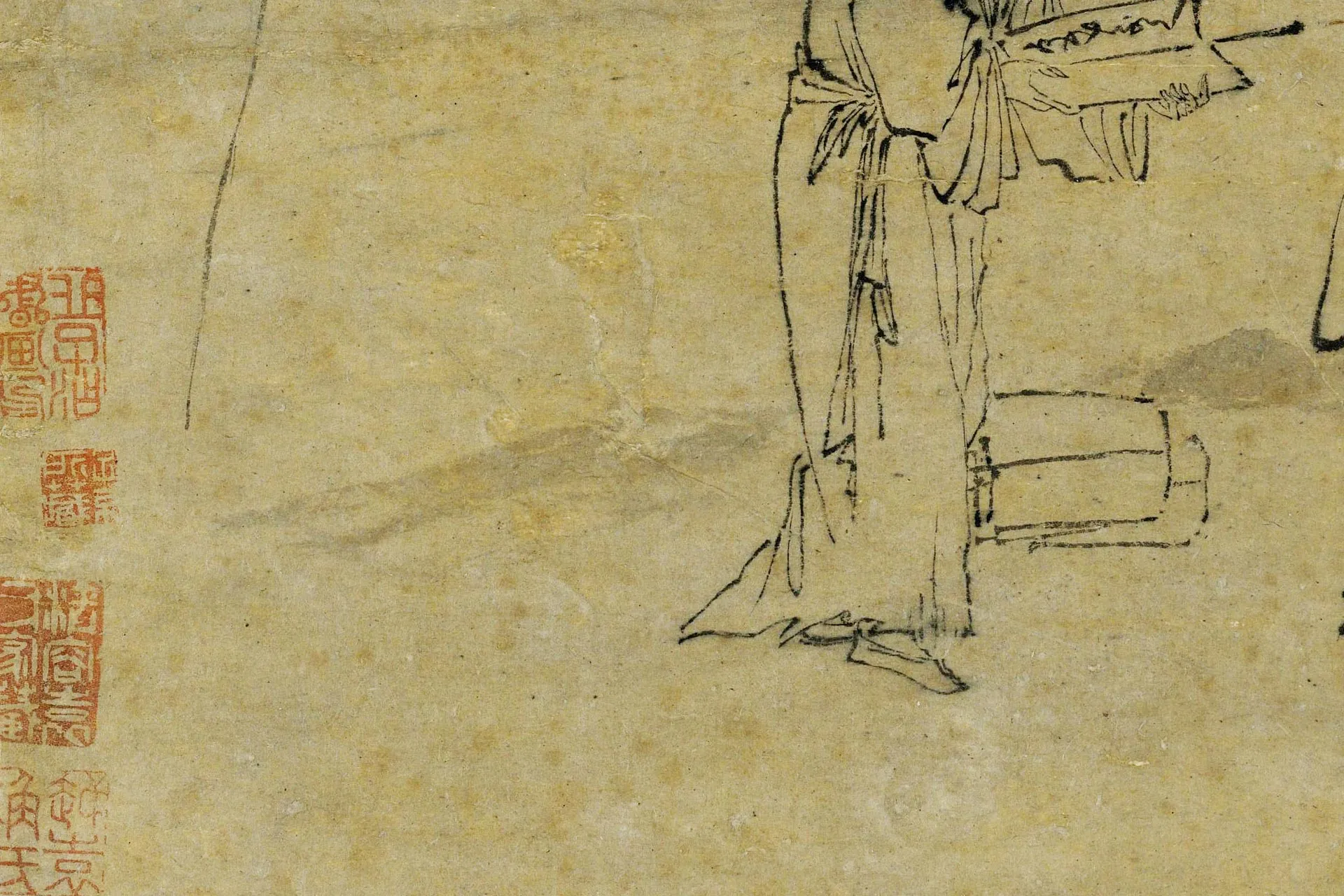 梁楷水墨人物画《山阴书箑图》局部 (2)