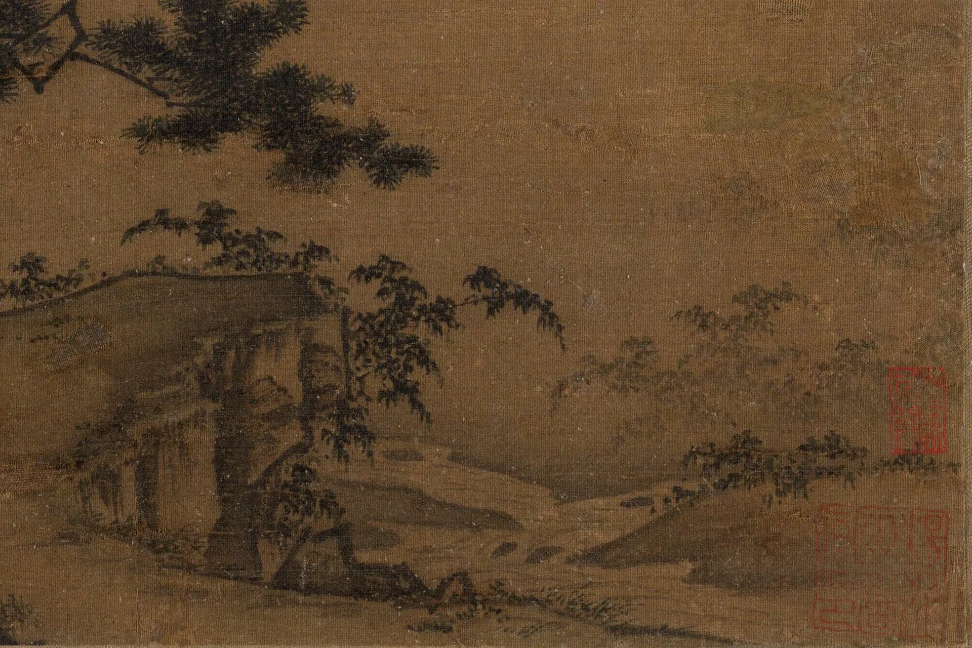 传马远《松阴玩月图》局部 (1)