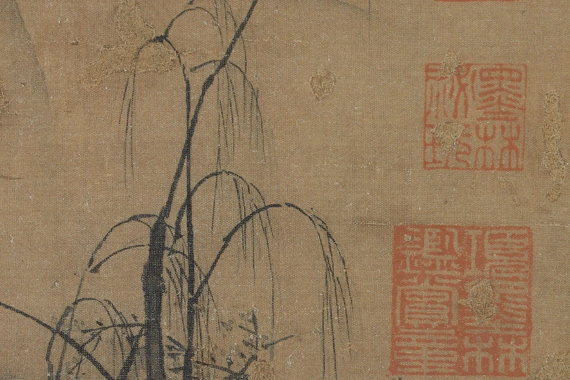 马远山水《柳岸远山图》高清局部图 (2)