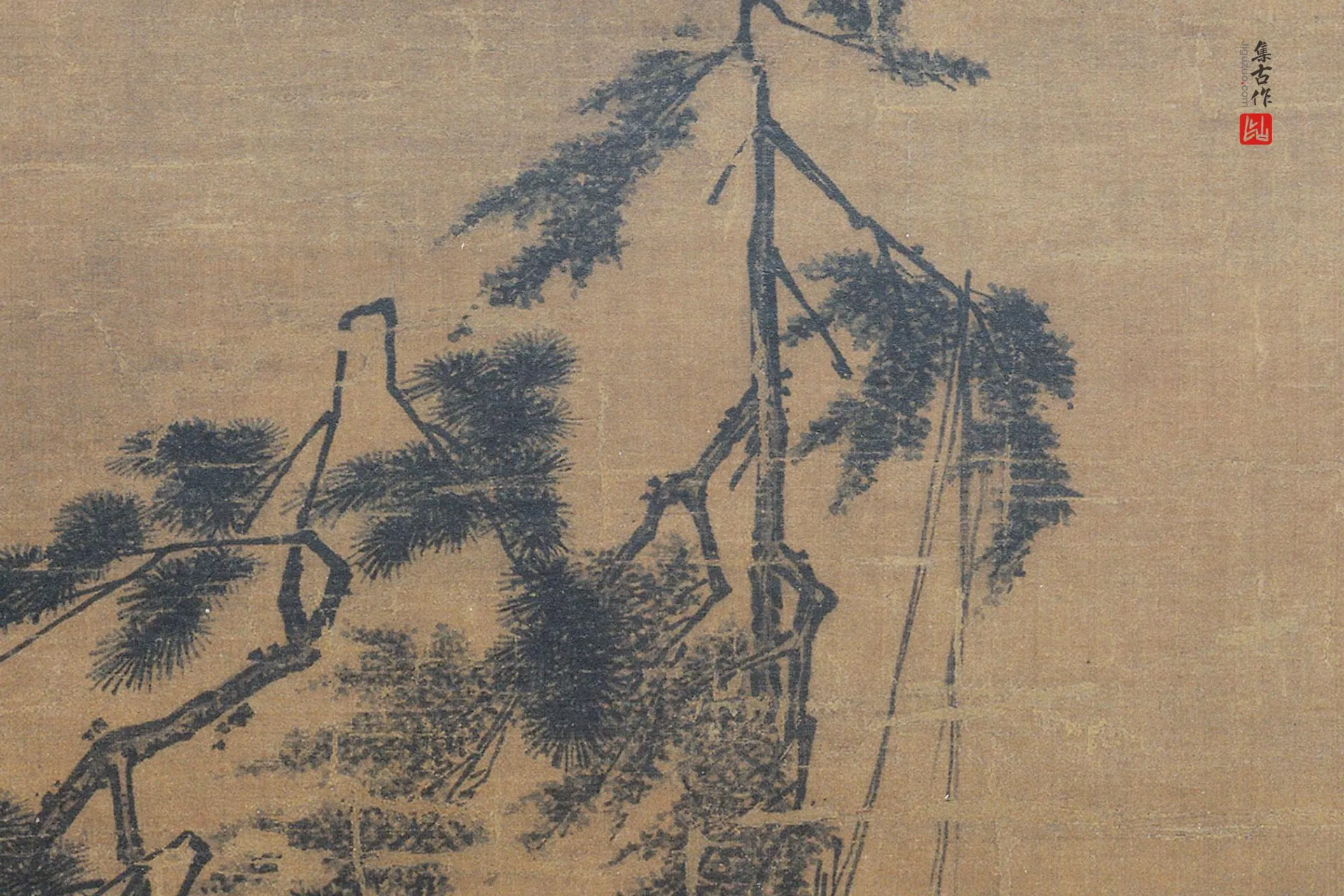 传马远山水画《风雨山水图》局部 (2)