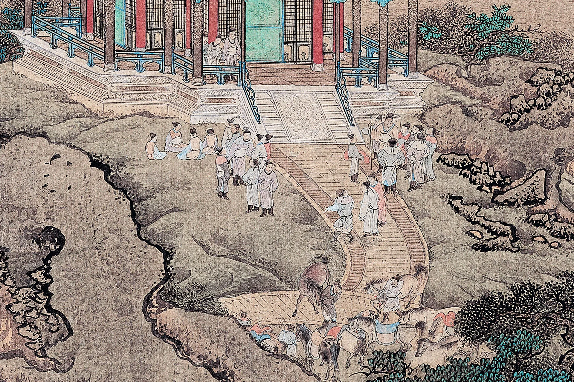 袁江《阿房宫图》通景屏局部图 (4)