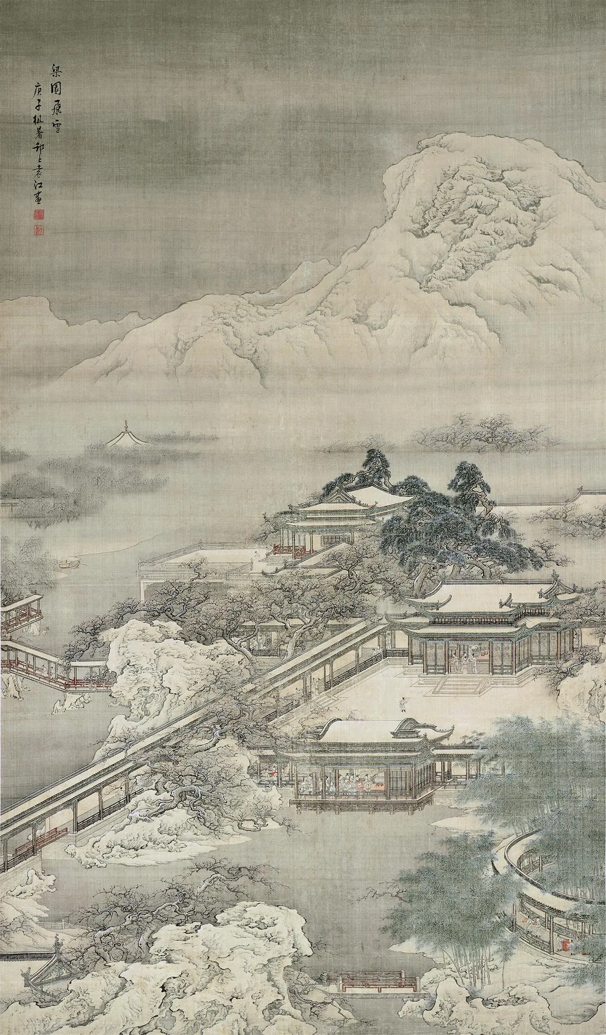 袁江《梁园飞雪图》轴