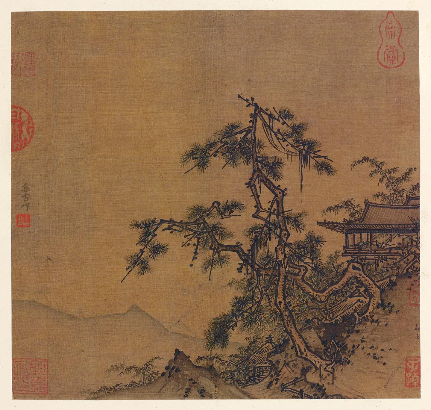 马远山水画《松风亭图》页