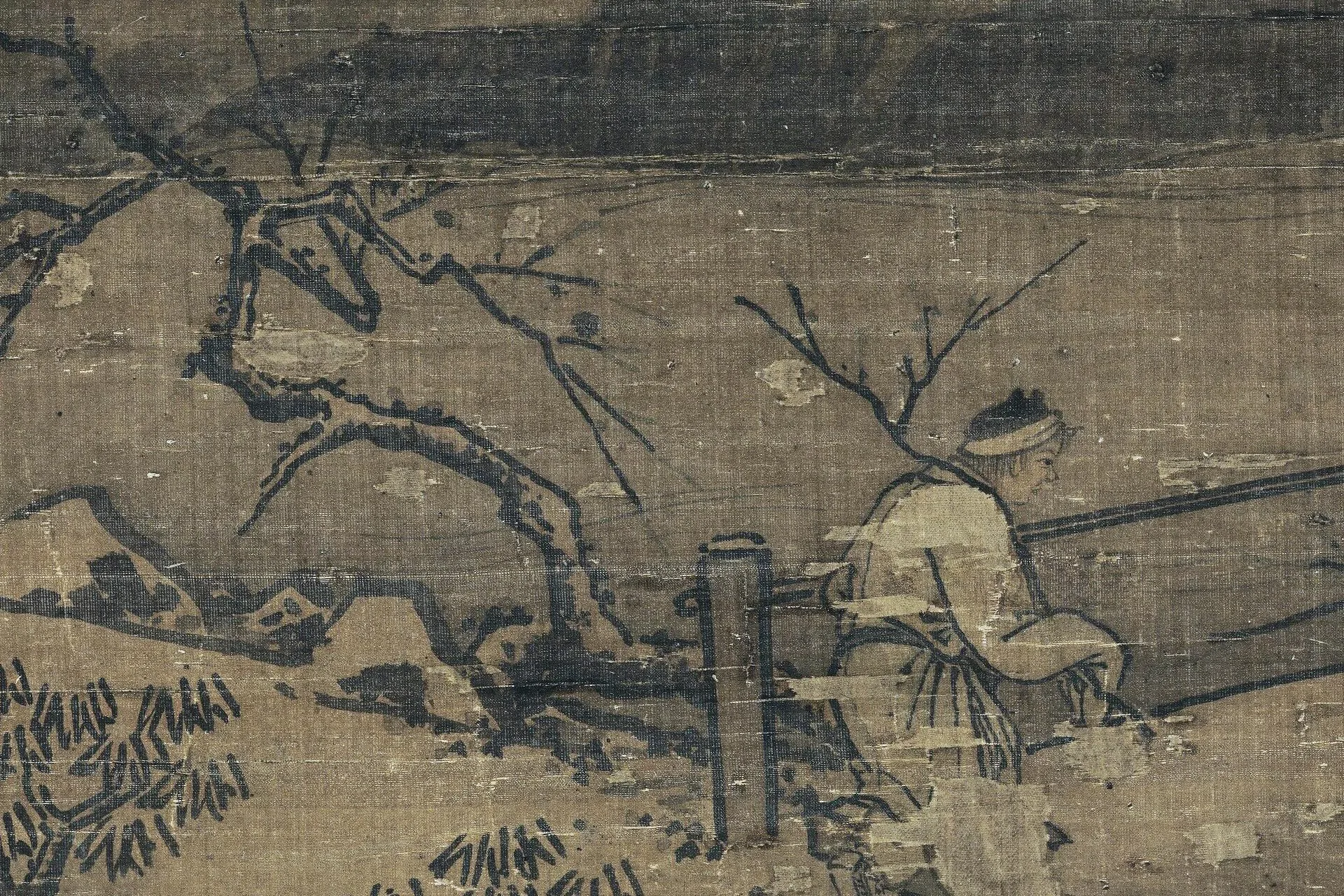 传马远山水《松下探梅图》高清大图局部 (2)
