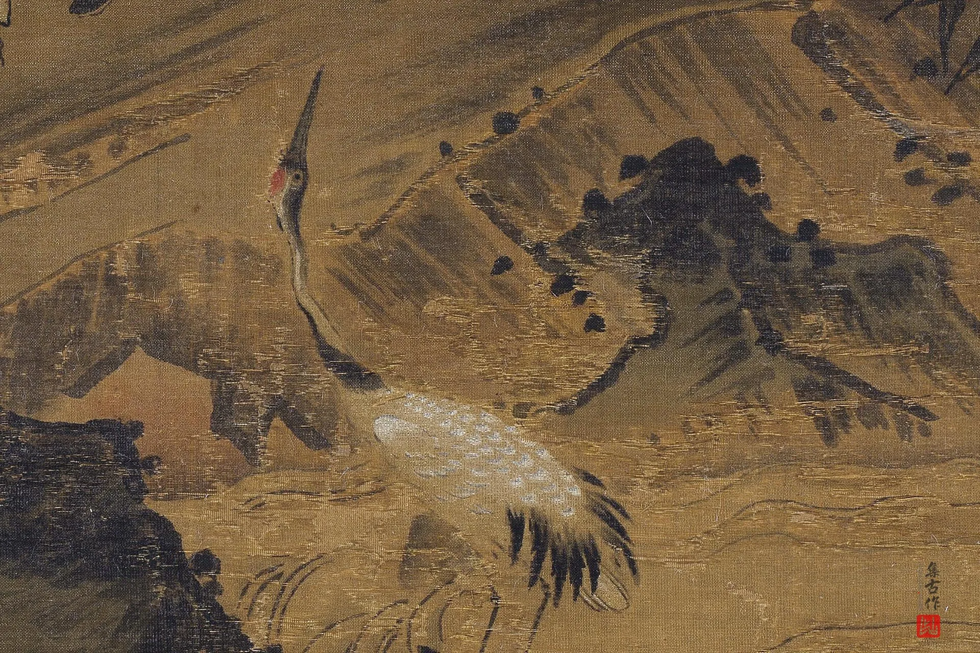 马远《竹鹤图》高清大图局部 (2)