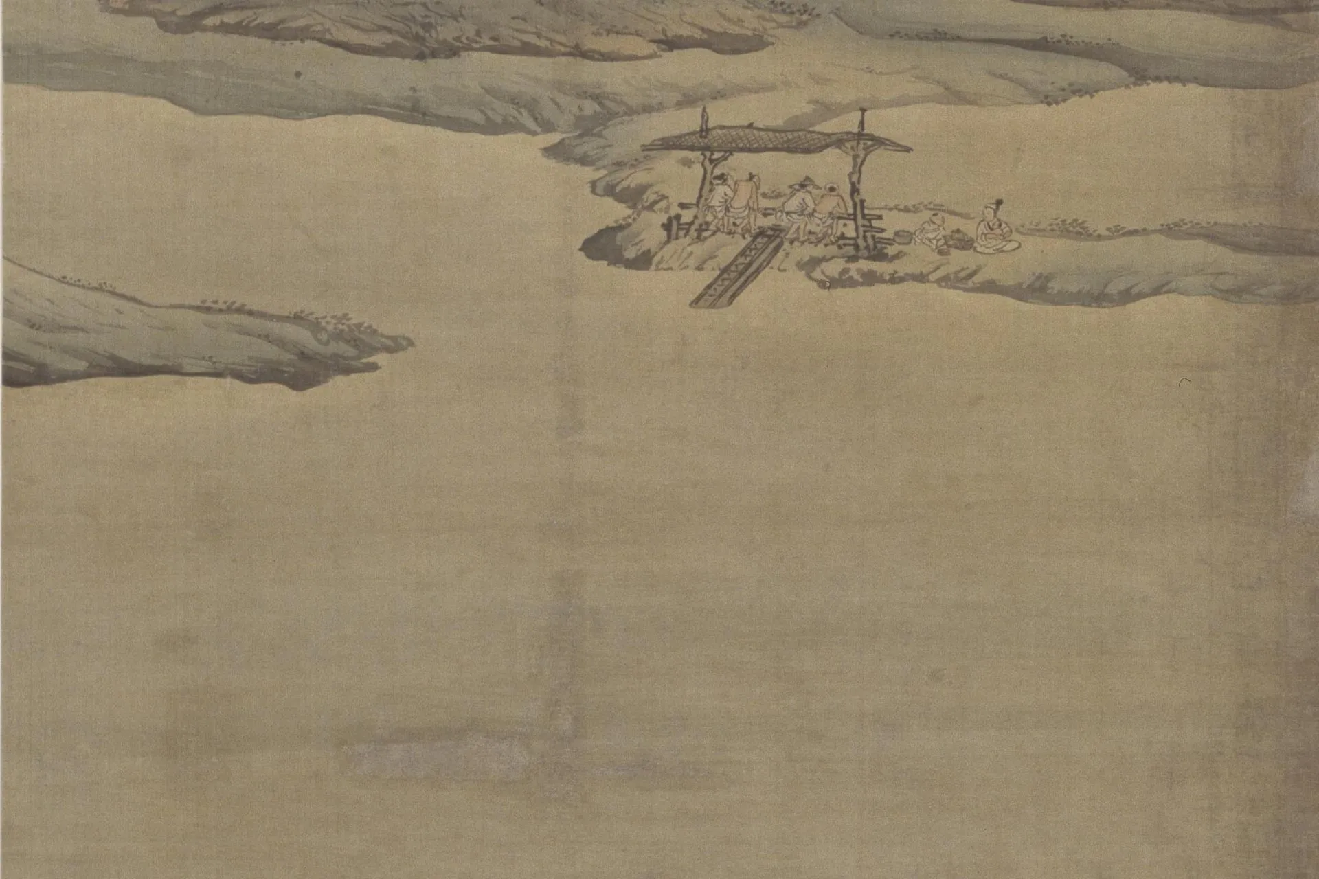 袁江山水通景组屏《竹苞松茂图》局部 (13)