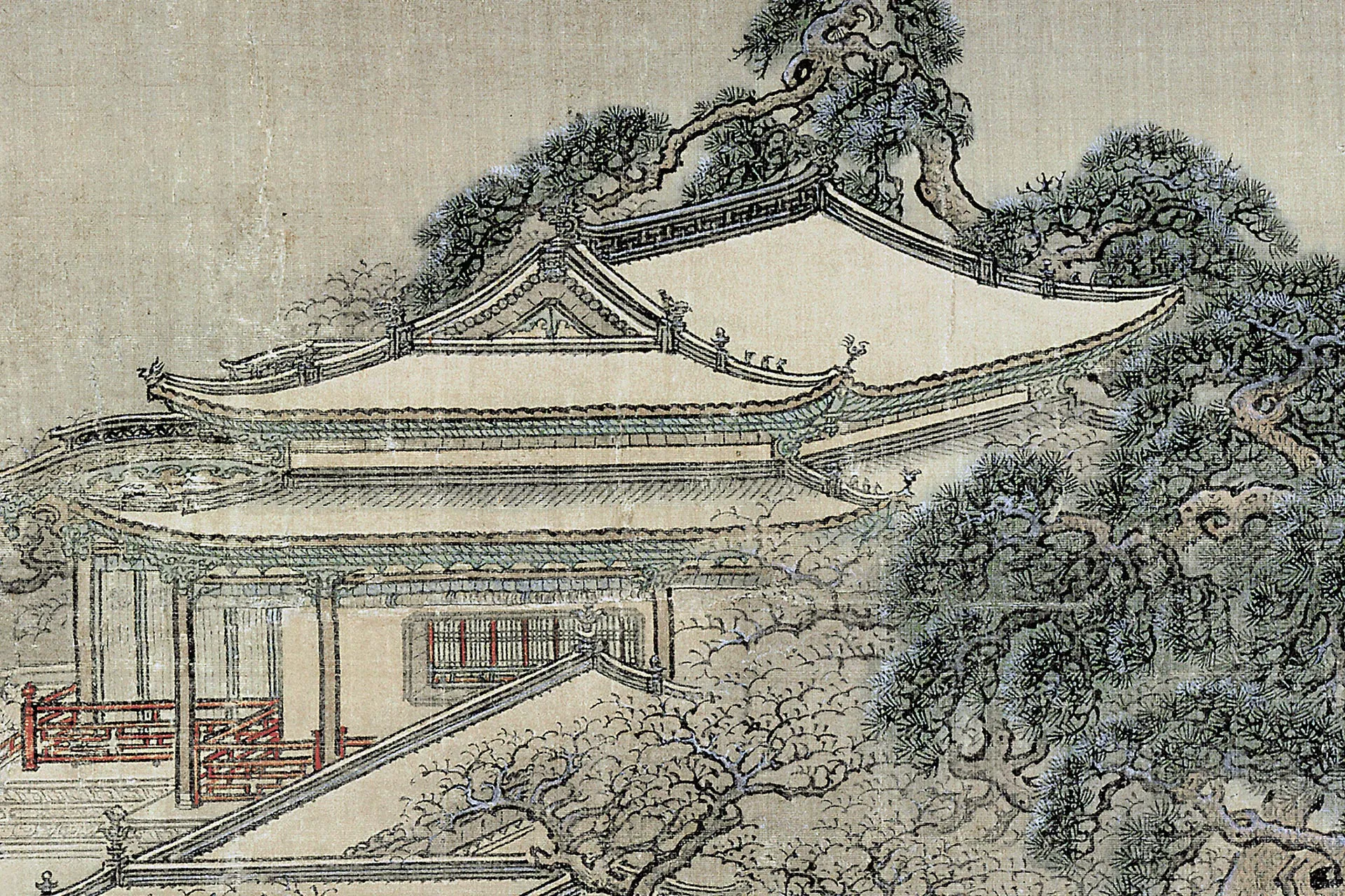 袁江《梁园飞雪图》局部 (4)