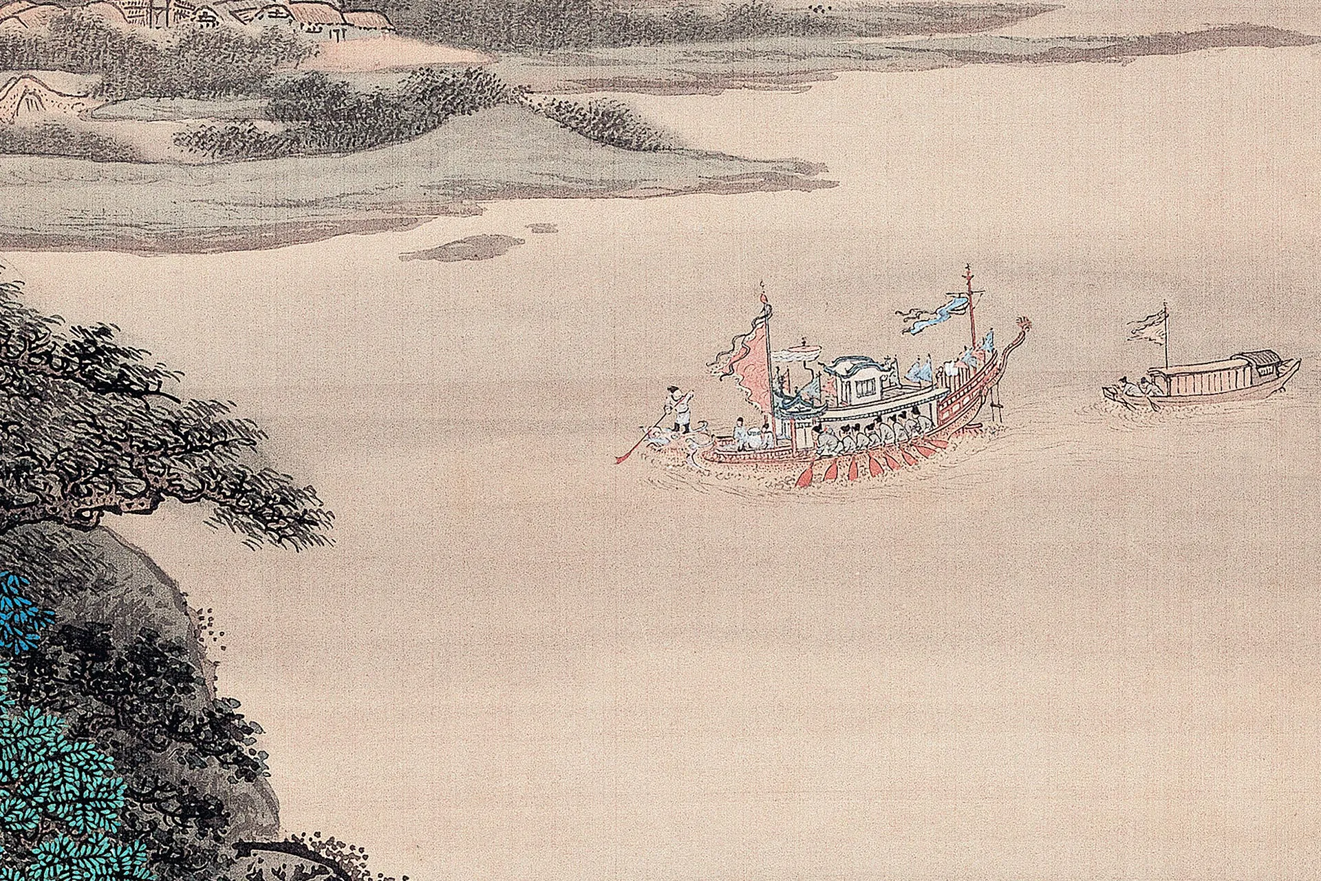 袁江《阿房宫图》通景屏局部图 (1)