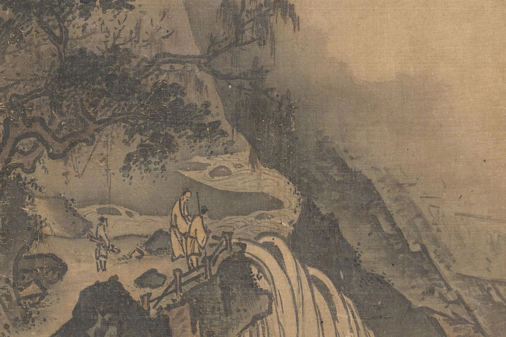 传马远山水《观瀑图》局部 (1)