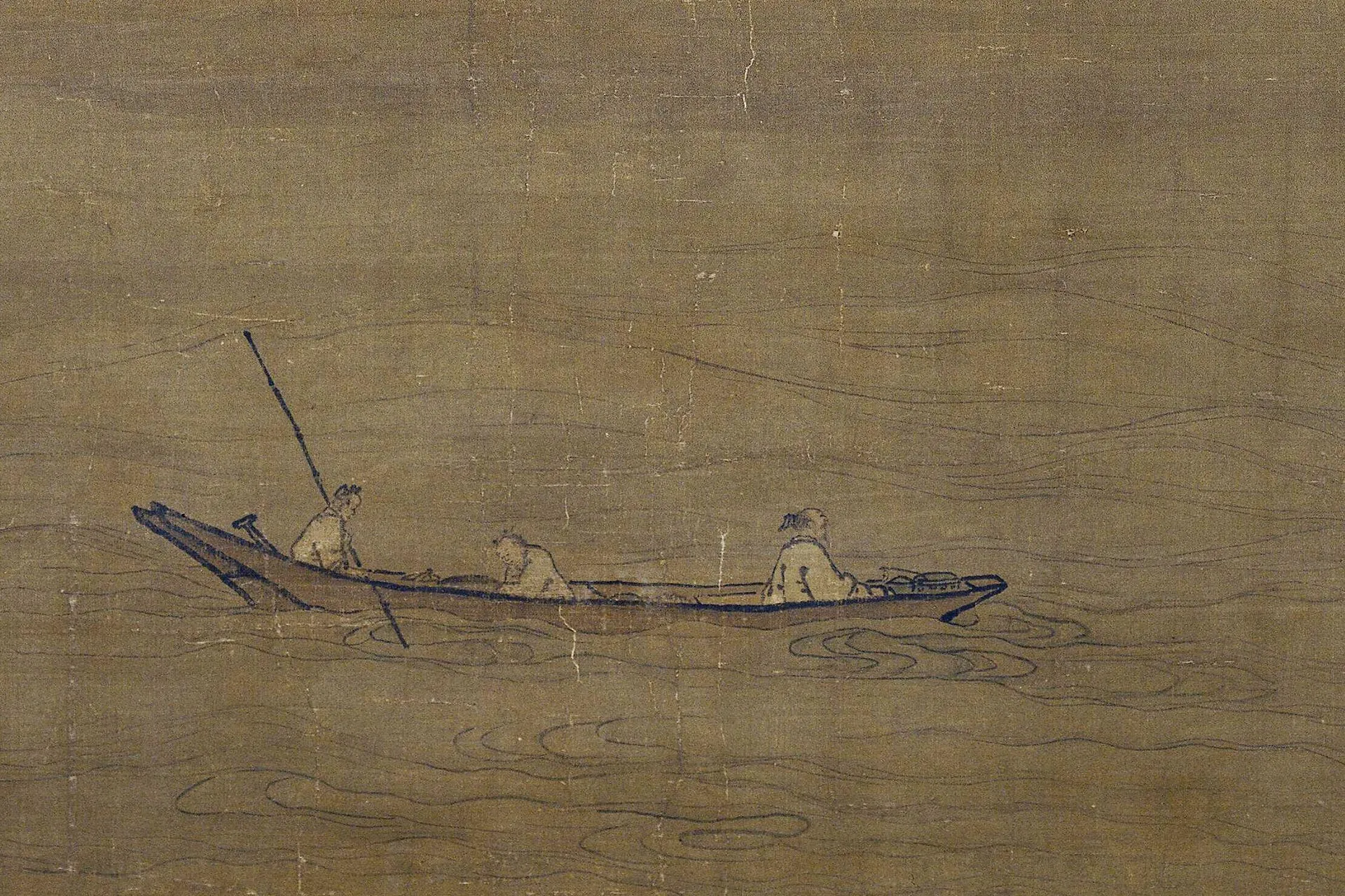 传马远月景山水画《山水舟游图》局部 (1)