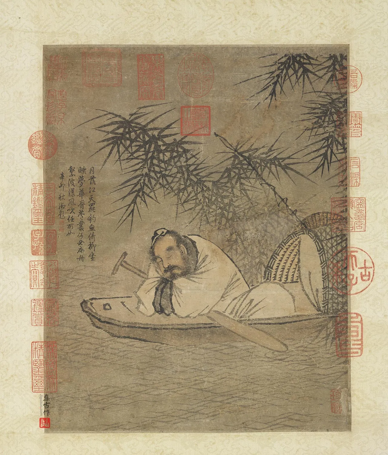 马远山水人物《画秋江渔隐图》轴