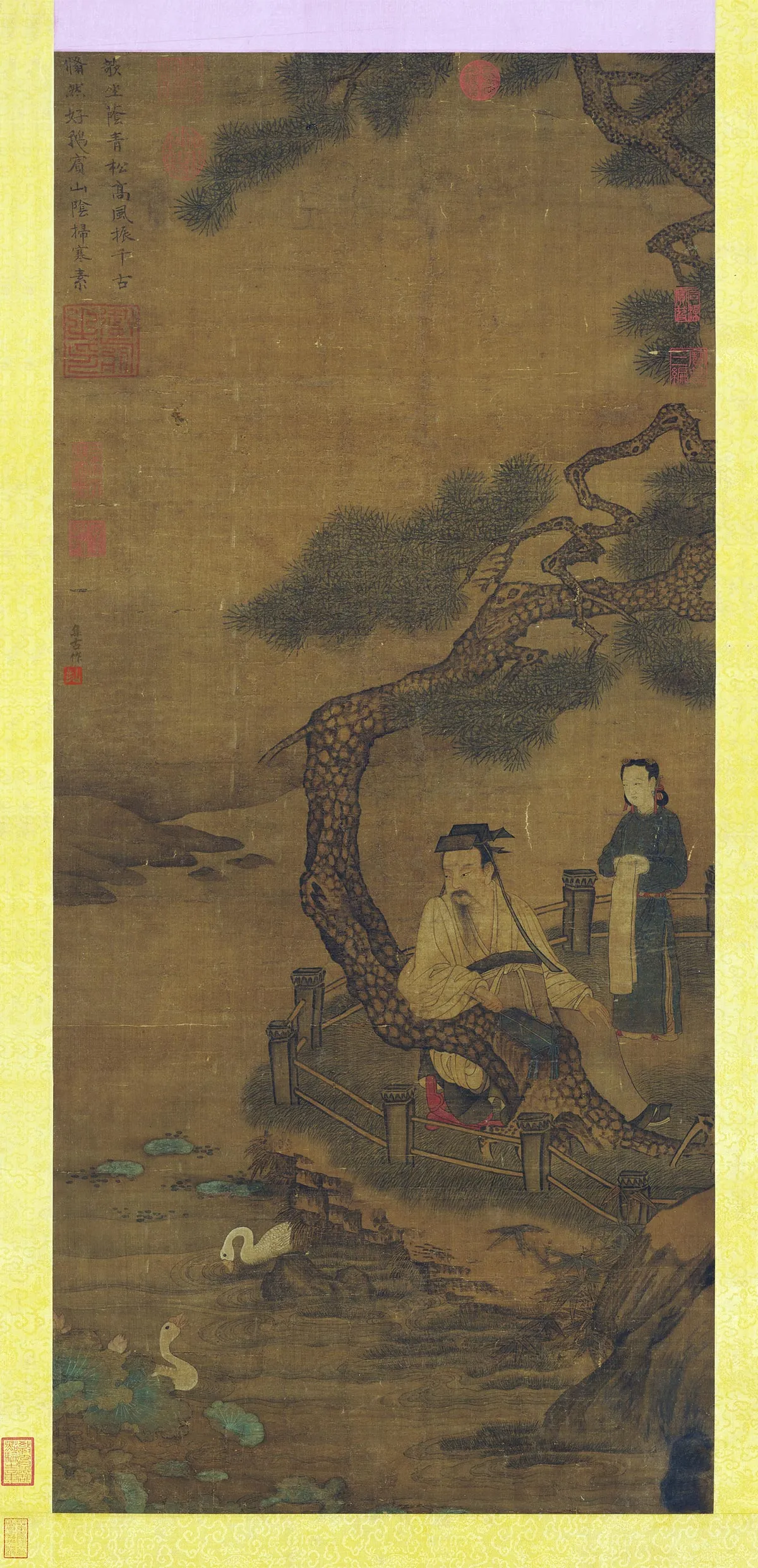 传马远《画王羲之玩鹅图》轴