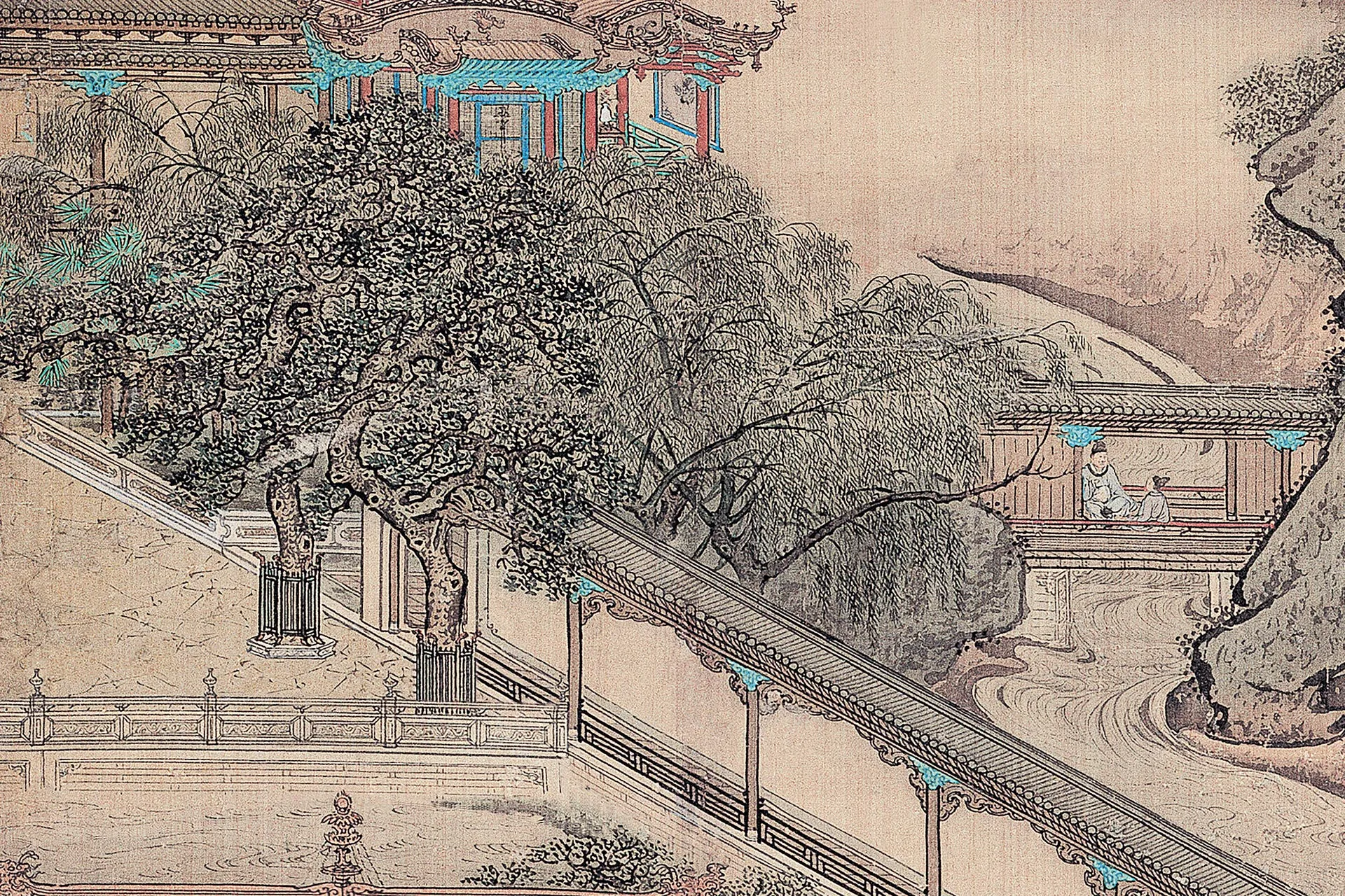 袁江《阿房宫图》通景屏局部图 (7)
