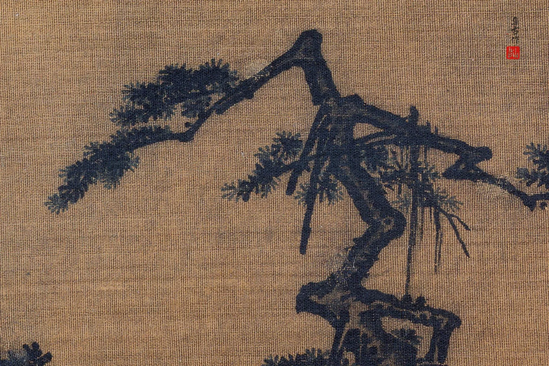 传马远《古松楼阁图》高清大图局部 (3)