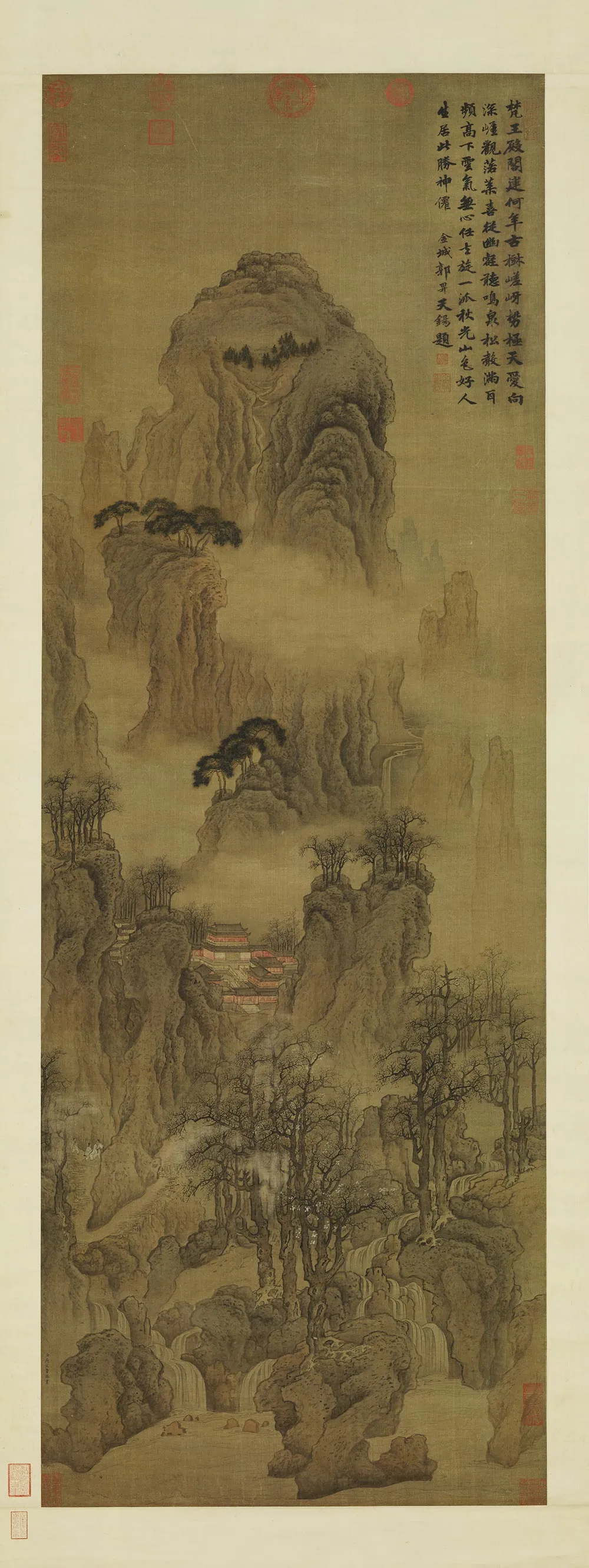 传燕文贵山水画《秋山琳宇图》轴