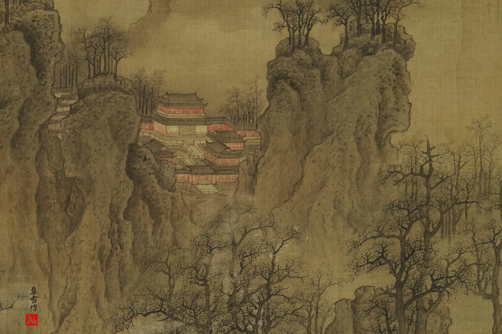 传燕文贵山水画《秋山琳宇图》局部 (2)