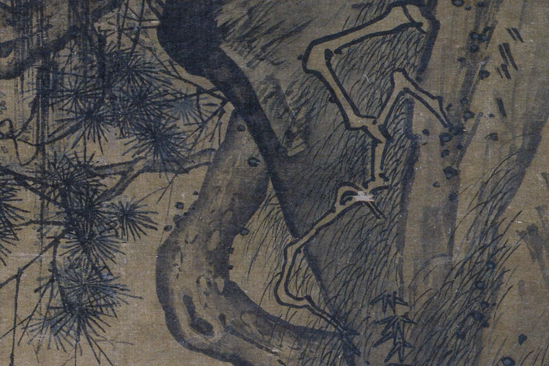 南宋山水人物画《山楼来凤图》局部 (3)